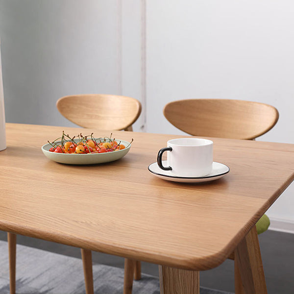Rectangle White Oak Solid Wood Table Modern Dining Table Double Pedestal for Restaurant
