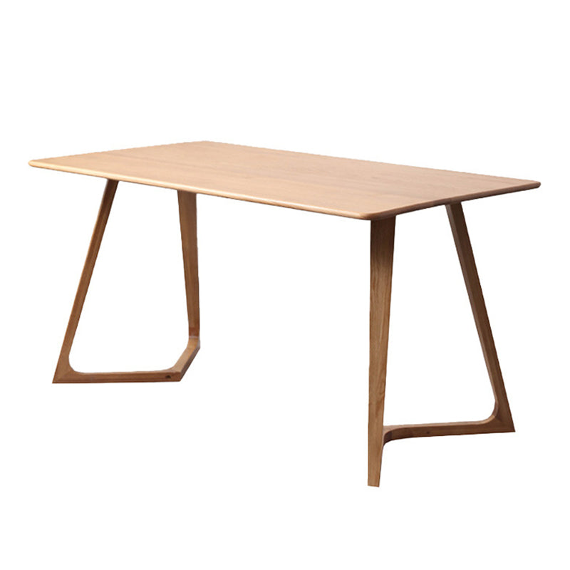 Rectangle White Oak Solid Wood Table Modern Dining Table Double Pedestal for Restaurant