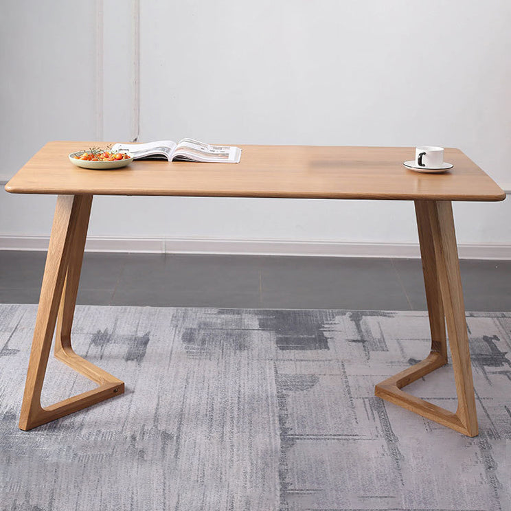 Rectangle White Oak Solid Wood Table Modern Dining Table Double Pedestal for Restaurant
