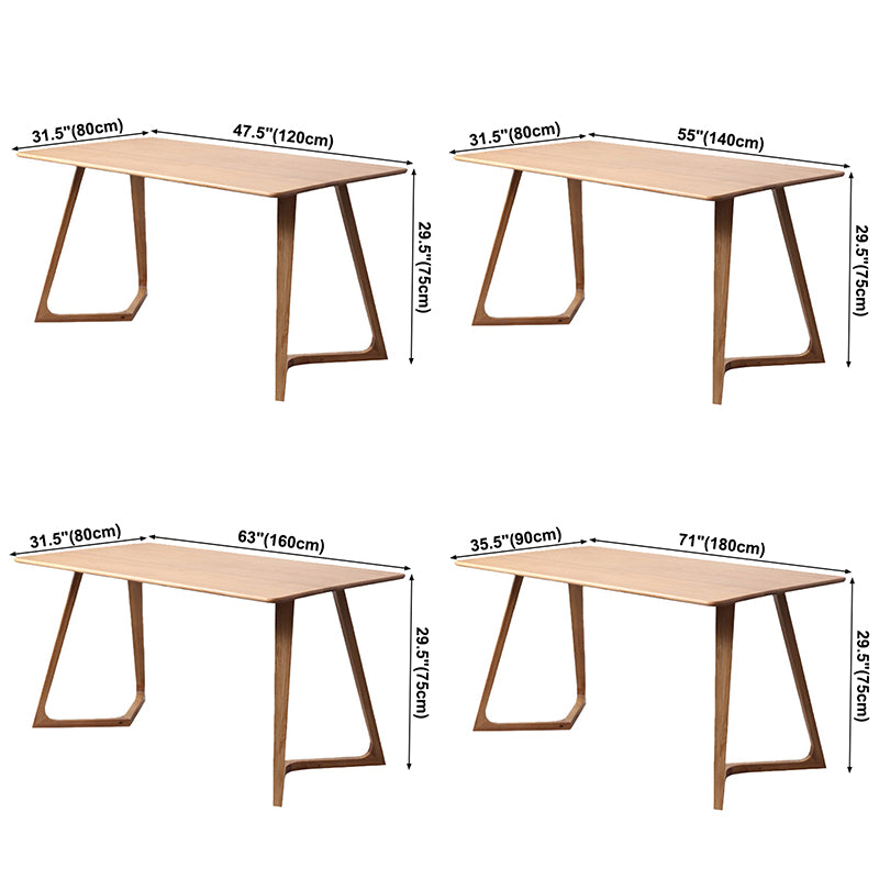 Rectangle White Oak Solid Wood Table Modern Dining Table Double Pedestal for Restaurant