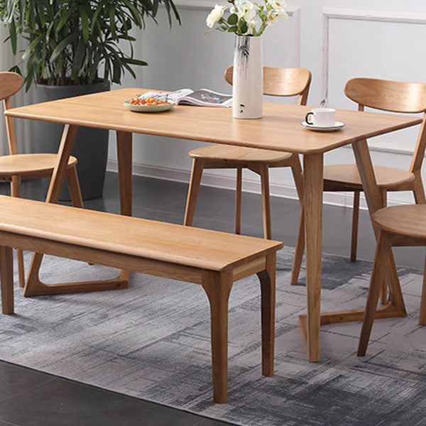 Rectangle White Oak Solid Wood Table Modern Dining Table Double Pedestal for Restaurant