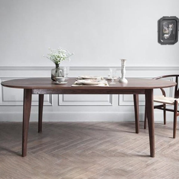 Simple Style Dining Table Solid Wood Oval 4 Legs Base Table for Kitchen and Home