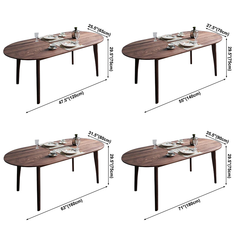 Simple Style Dining Table Solid Wood Oval 4 Legs Base Table for Kitchen and Home
