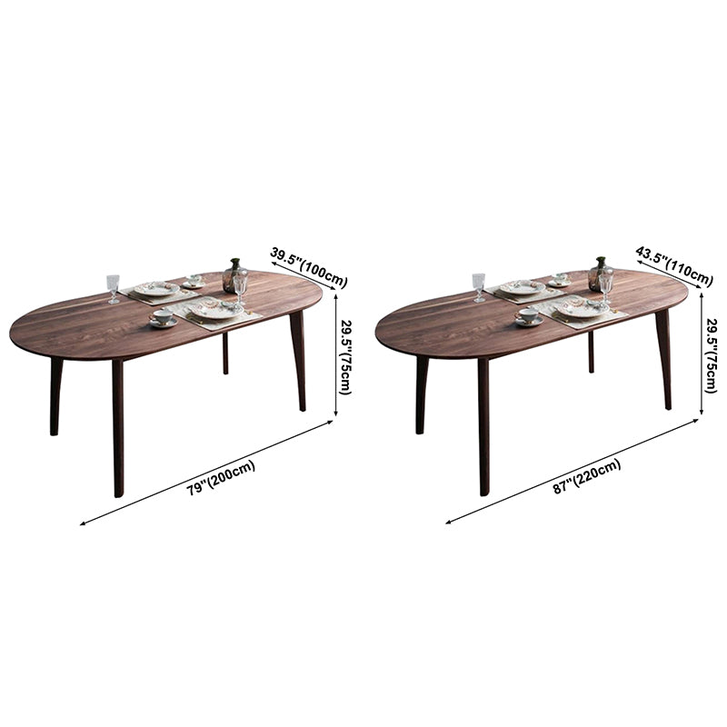 Simple Style Dining Table Solid Wood Oval 4 Legs Base Table for Kitchen and Home