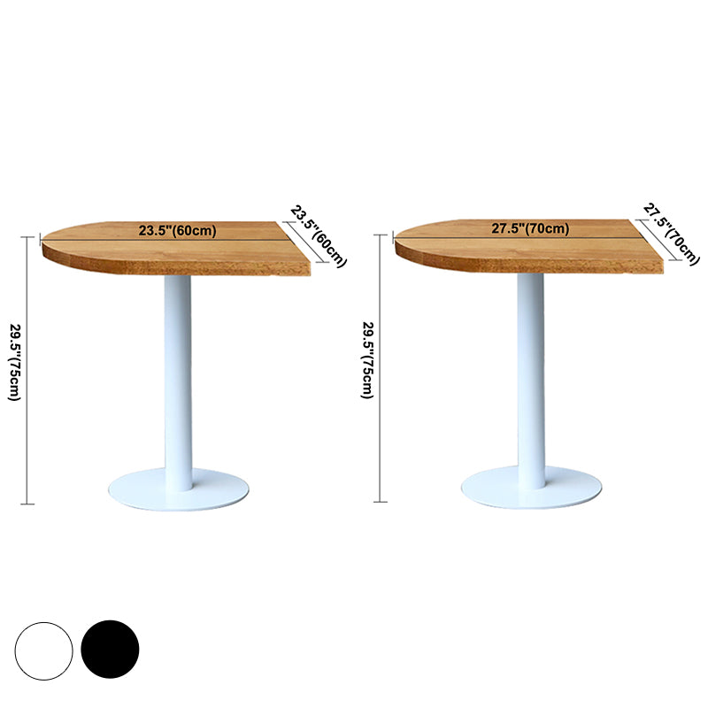 Round Casual Dining Table Wood Color Fixed Table of Pinewood Solid Wood