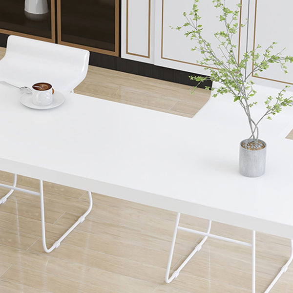 Eigentijdse eettafel dennen vaste houten tafel met dubbele voetstuk voor eetkamer