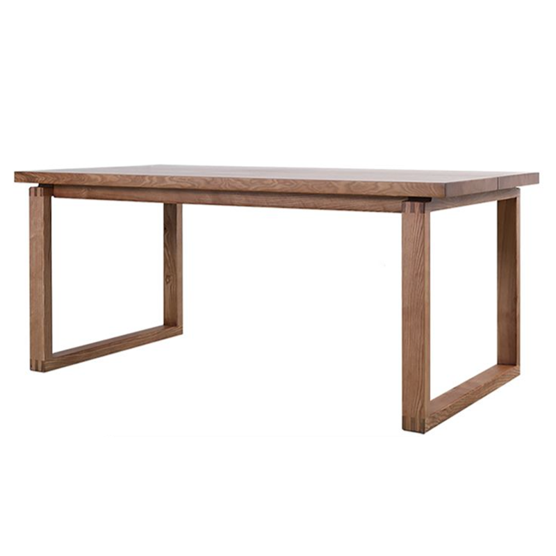 Contemporary Rectangle Shape Kitchen Dining Table Solid Wood Dining Table with Double Pedestal Bases