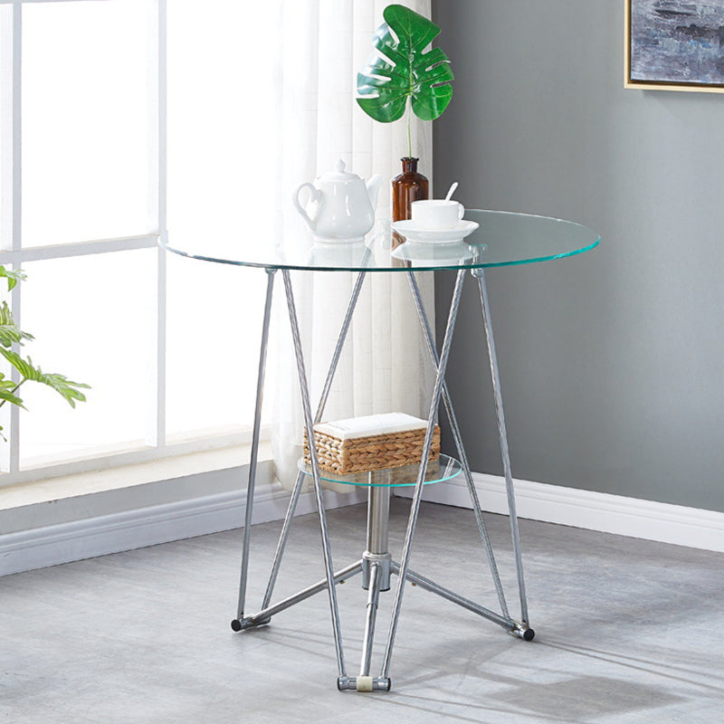 Modern Round Dining Room Table Tempered Glass Table with Pedestal Base for Dining Room