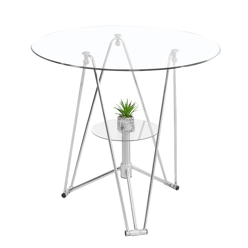 Modern Round Dining Room Table Tempered Glass Table with Pedestal Base for Dining Room