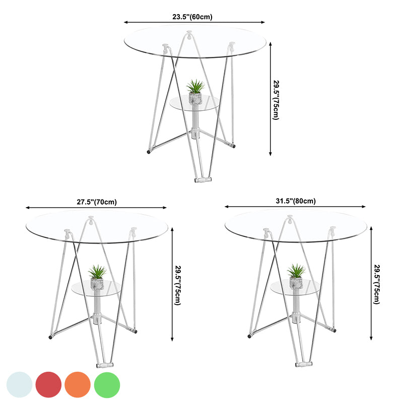 Modern Round Dining Room Table Tempered Glass Table with Pedestal Base for Dining Room