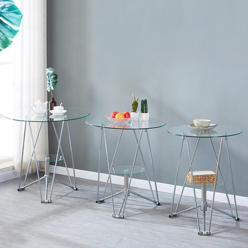 Modern Round Dining Room Table Tempered Glass Table with Pedestal Base for Dining Room