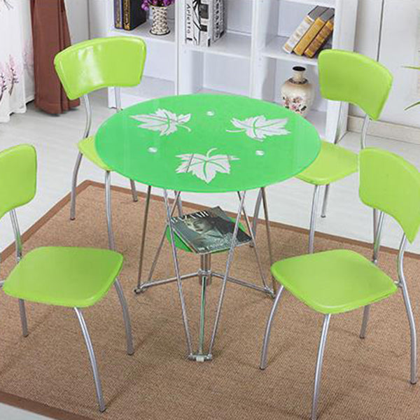 Modern Round Dining Room Table Tempered Glass Table with Pedestal Base for Dining Room