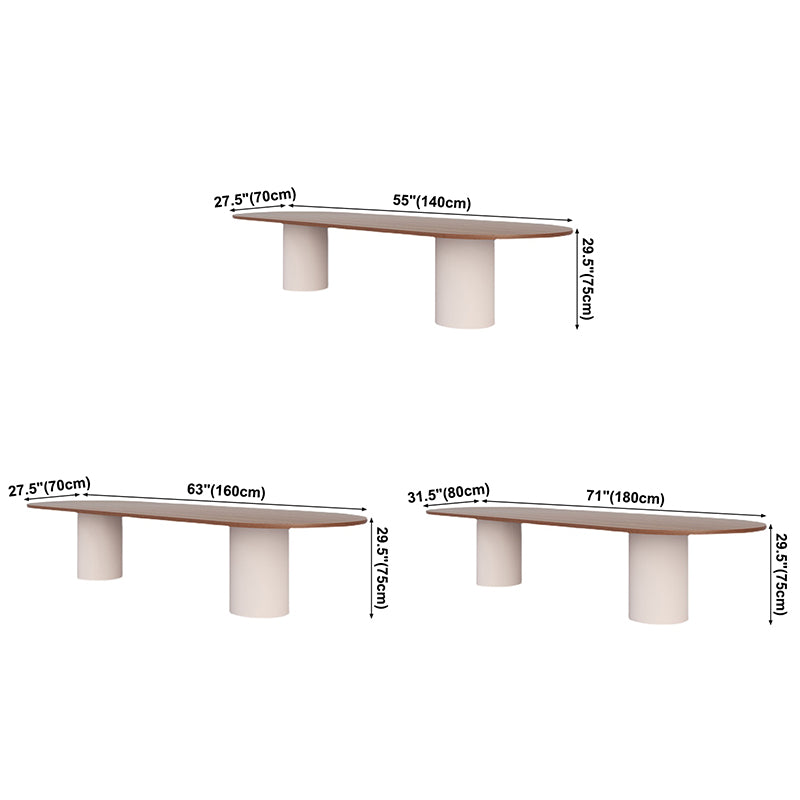 Solid Wood Contemporary Oval Table Wood Top Table for Dining Room and Kitchen