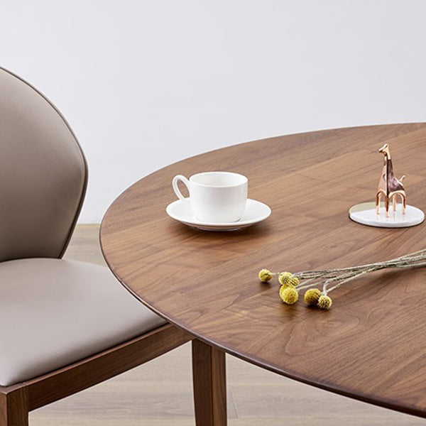 Round Wood Dining Table Reclaimed Pine Table in Brown with Wooden Pedestal