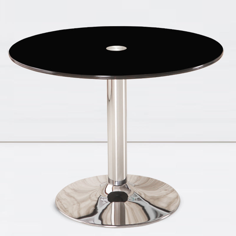 Moderne ronde eettafel van gehard glas met tulponderstel voor eetkamer