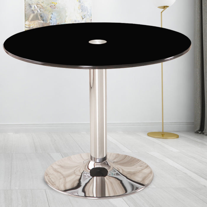 Moderne ronde eettafel van gehard glas met tulponderstel voor eetkamer