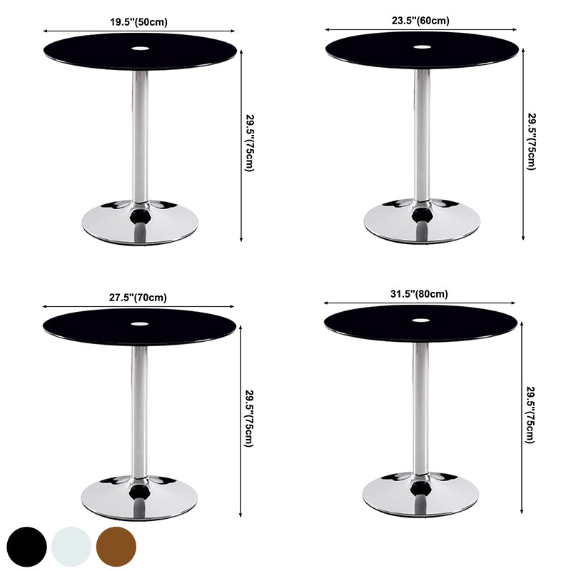 Moderne ronde eettafel van gehard glas met tulponderstel voor eetkamer