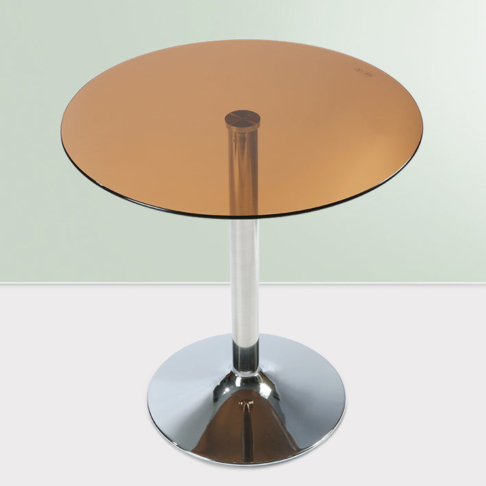 Moderne ronde eettafel van gehard glas met tulponderstel voor eetkamer