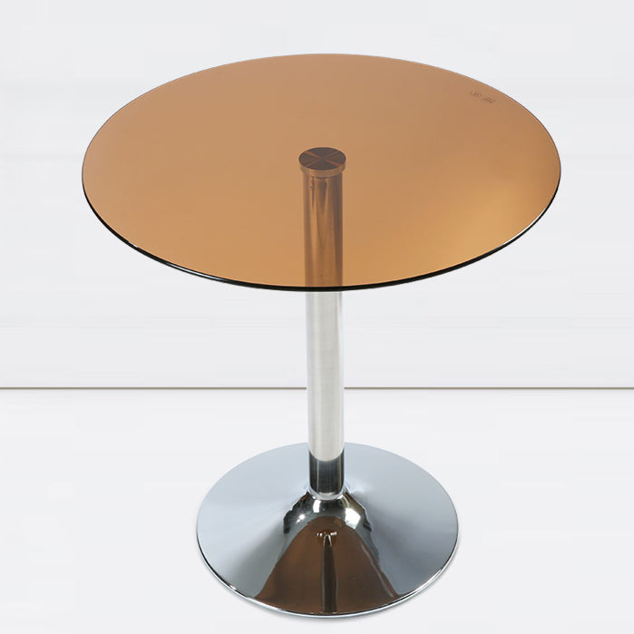 Moderne ronde eettafel van gehard glas met tulponderstel voor eetkamer