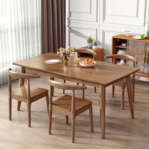 Modern Solid Wood Brown Dining Table Rectangle Shape Standard Dining Table for Kitchen