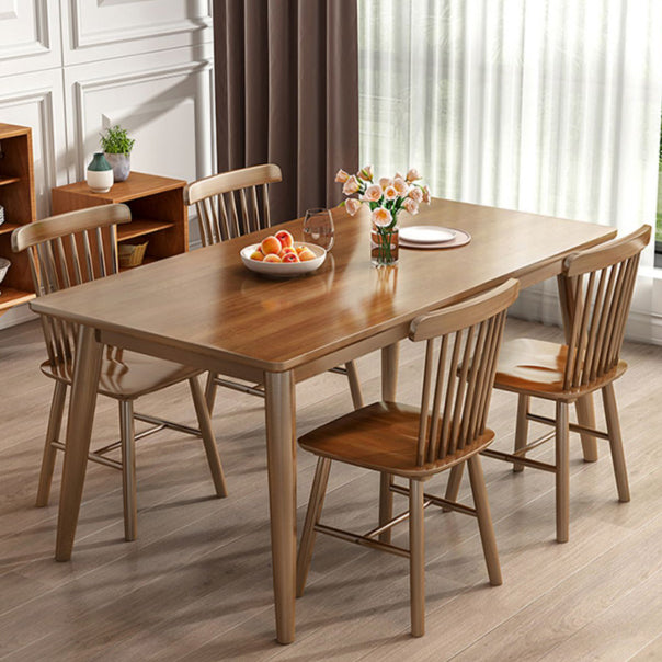 Modern Solid Wood Brown Dining Table Rectangle Shape Standard Dining Table for Kitchen