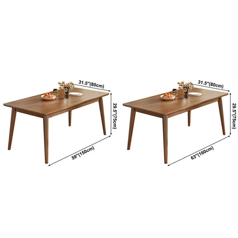 Modern Solid Wood Brown Dining Table Rectangle Shape Standard Dining Table for Kitchen