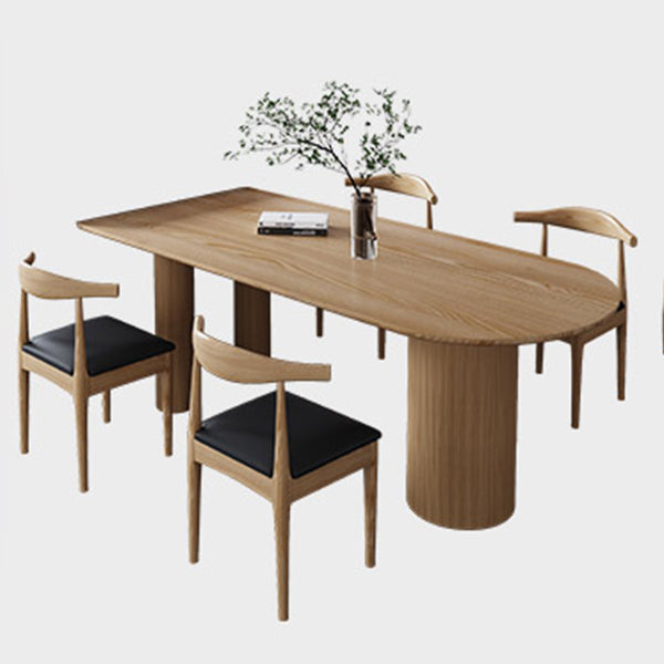Mesa de forma de comedor de madera maciza de estilo simple para el hogar con base de pedestal doble