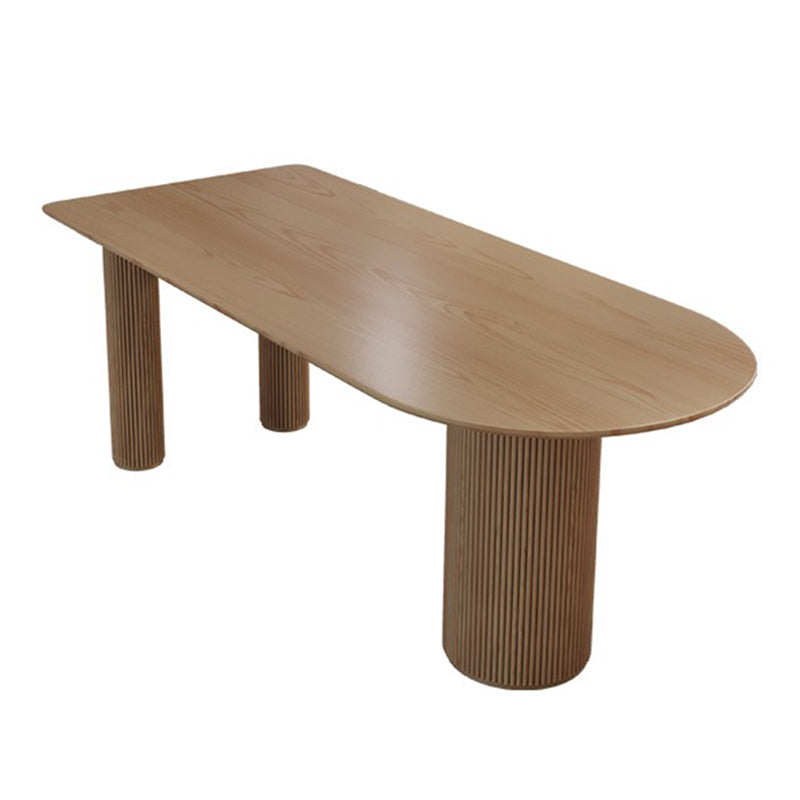 Mesa de forma de comedor de madera maciza de estilo simple para el hogar con base de pedestal doble