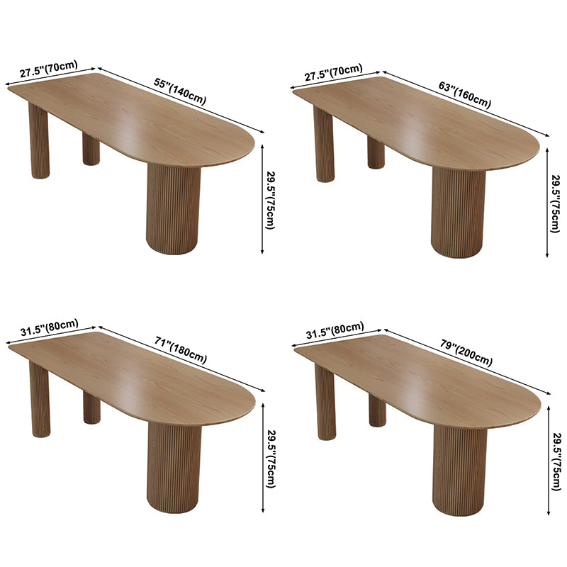 Mesa de forma de comedor de madera maciza de estilo simple para el hogar con base de pedestal doble