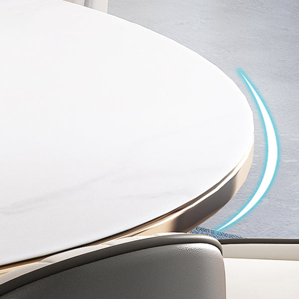 Metal Modern Round Dining Table Sintered Stone Table for Kitchen and Dining Room