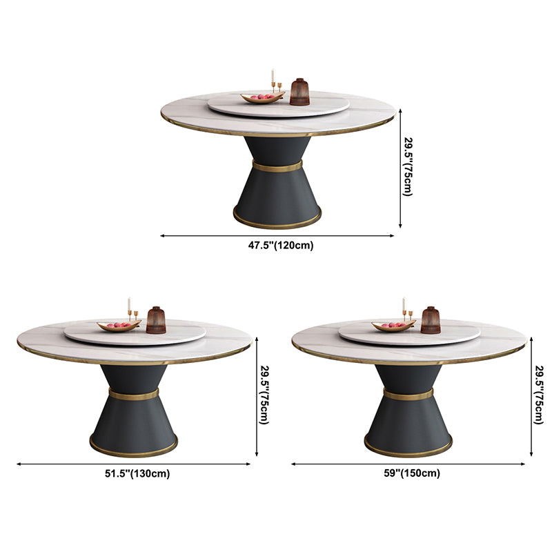 Metal Modern Round Dining Table Sintered Stone Table for Kitchen and Dining Room
