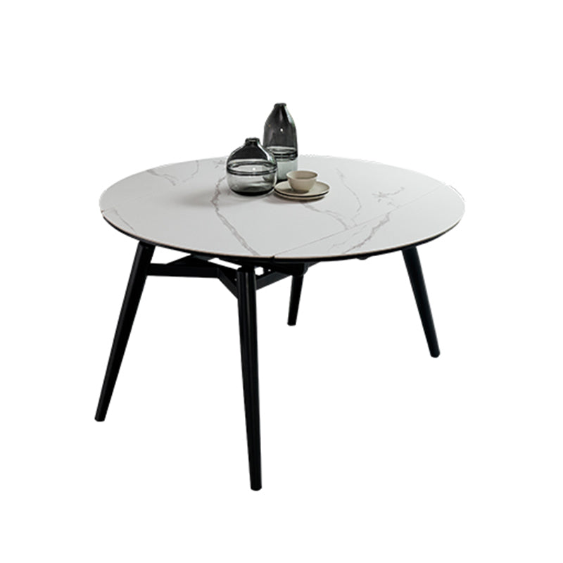 Sintered Stein ausziehbarer runder Esstisch moderner verstellbarer Tisch mit Metall 4 Beinen