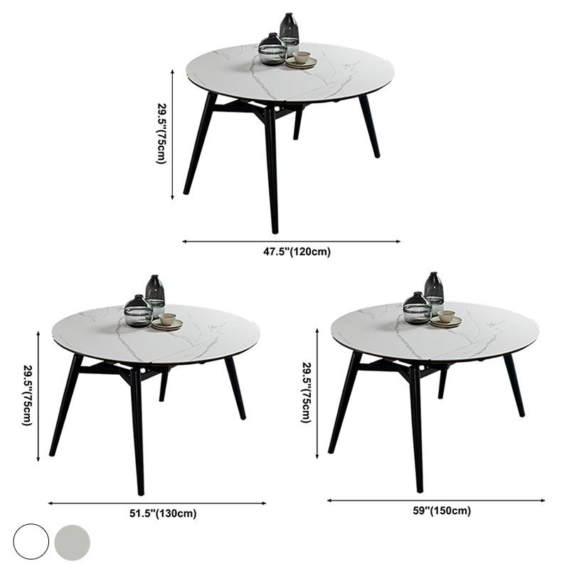 Sintered Stein ausziehbarer runder Esstisch moderner verstellbarer Tisch mit Metall 4 Beinen