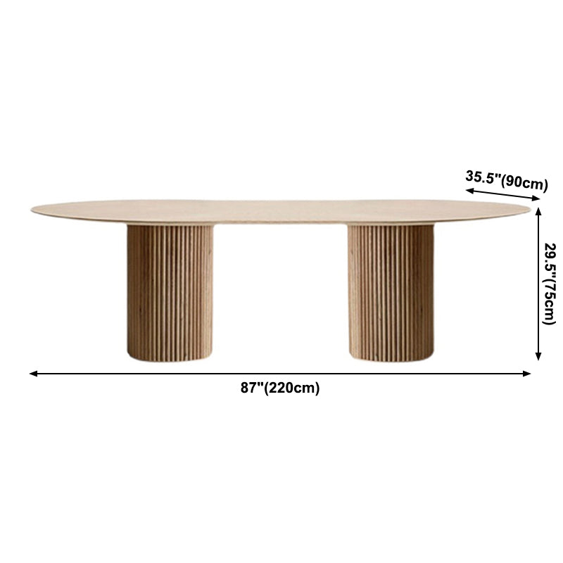 Mesa de comedor de color de madera redonda mesa de madera maciza moderna con pedestal doble