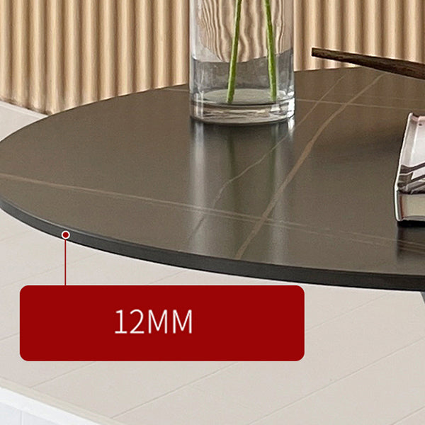 Eigentijdse eettafel van gesinterd steen met ronde vorm, keukeneettafel met tulponderstel