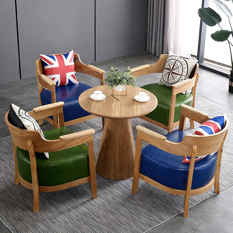 Solid Wood Brown Tone Dining Table Contemporary Pedestal Table for Dining Room