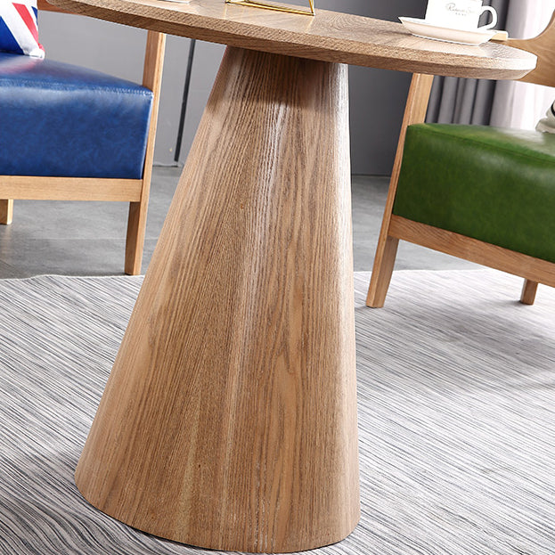 Solid Wood Brown Tone Dining Table Contemporary Pedestal Table for Dining Room