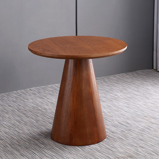 Solid Wood Brown Tone Dining Table Contemporary Pedestal Table for Dining Room