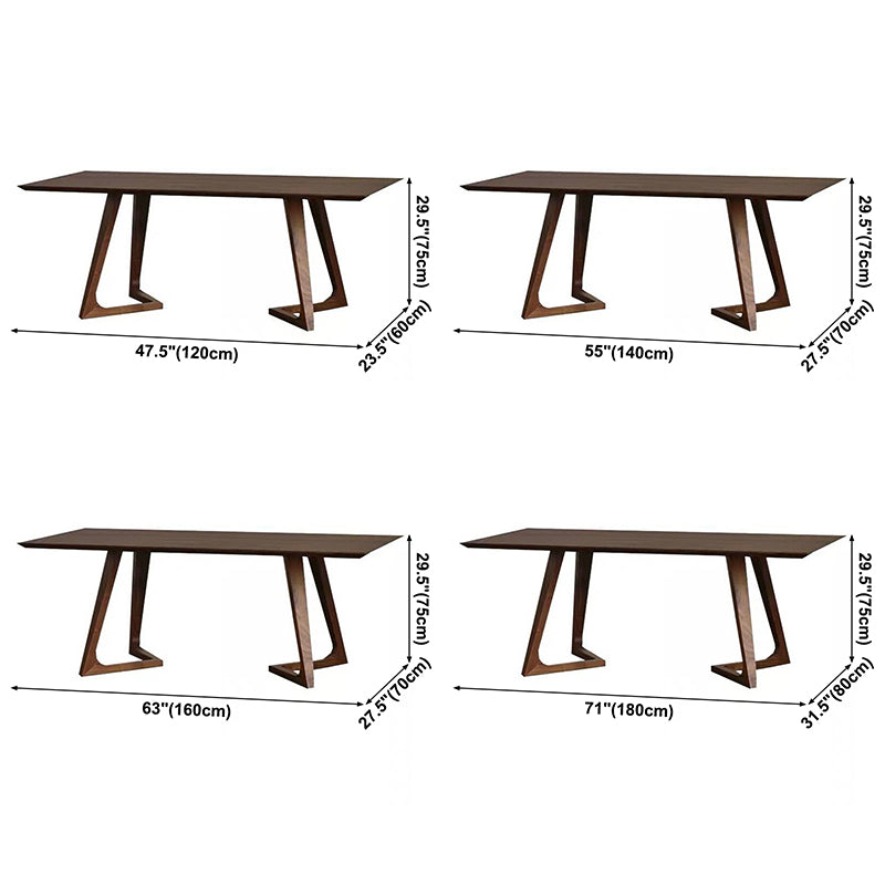 Eigentijdse rechthoek eettafel dennen vaste houten tafel met dubbel voetstuk voor eetkamer