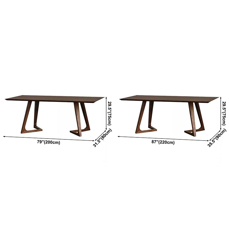 Eigentijdse rechthoek eettafel dennen vaste houten tafel met dubbel voetstuk voor eetkamer