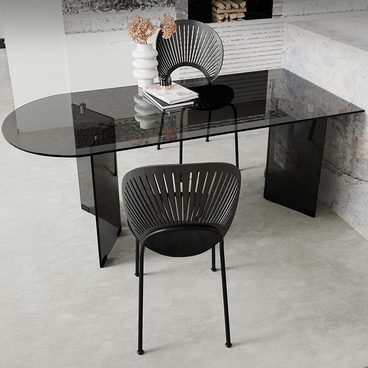 Glas zeitgenössische freie Form eines Esstischs klarer Glas für Esszimmer