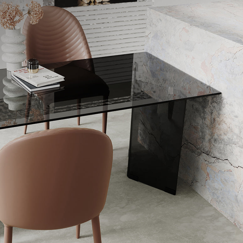 Glas zeitgenössische freie Form eines Esstischs klarer Glas für Esszimmer