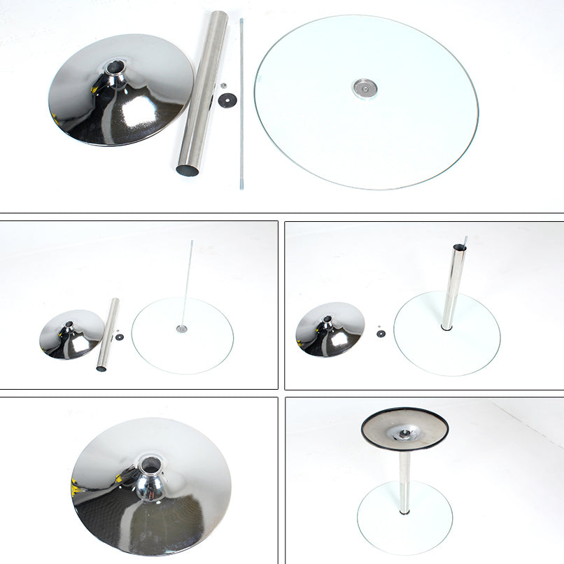 Round Tulip Base Contemporary Dining Table Three-Color Fixed Table of Glass