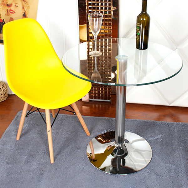 Round Tulip Base Contemporary Dining Table Three-Color Fixed Table of Glass