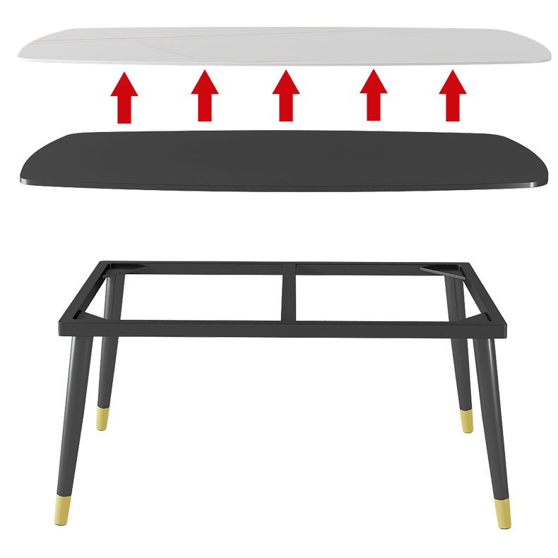 Modern Sintered Stone Standard Dining Table Rectangle Shape Dining Table for Kitchen