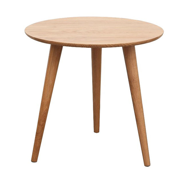 Contemporary Round Dining Table Oak Solid Wood Table with 3 Legs for Dining Room