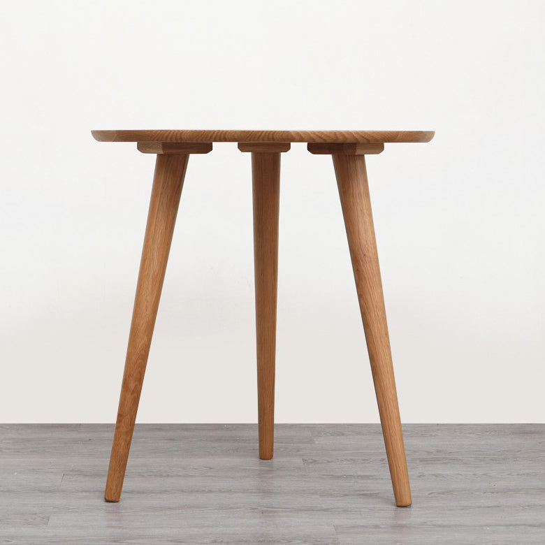 Contemporary Round Dining Table Oak Solid Wood Table with 3 Legs for Dining Room