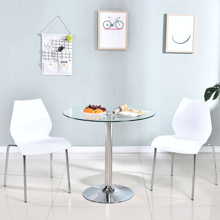 Modern Style Glass Kitchen Dining Table Round Table with Tulip Base for Home Use