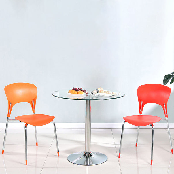 Modern Style Glass Kitchen Dining Table Round Table with Tulip Base for Home Use