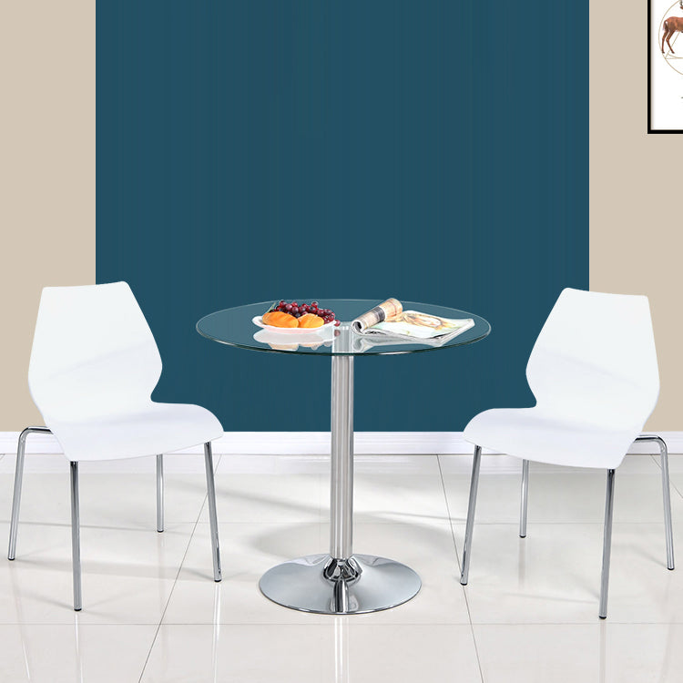 Modern Style Glass Kitchen Dining Table Round Table with Tulip Base for Home Use